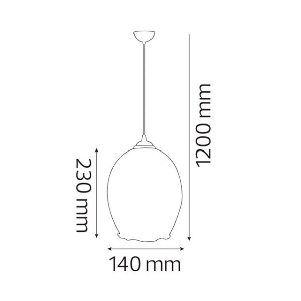 димензии за Meteor1 стаклен пендан лустер