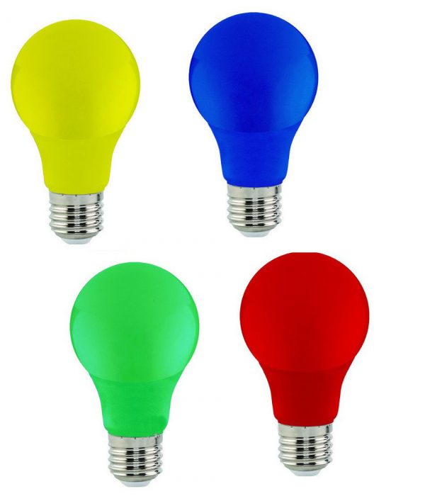 Spectra ЛЕД сијалица во различни бои:(жолта,сина,зелена,црвена)